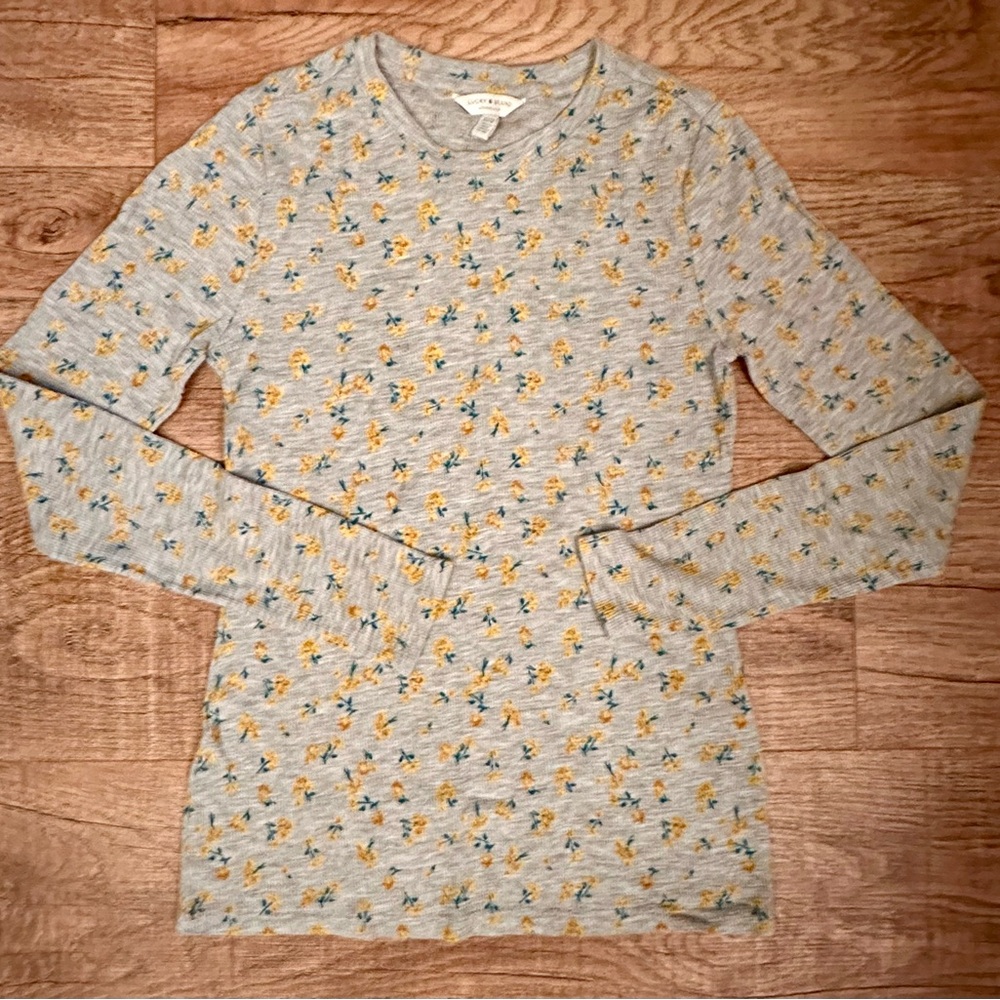 Lucky Brand Floral Long Sleeve Thermal Top Size XS